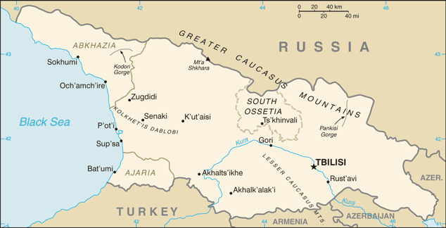 map of armenia and georgia. Map of Georgia