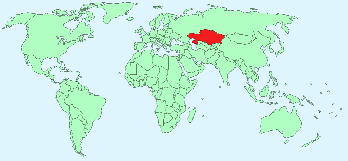 Kazakhstan on World Map