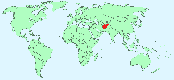 Afghanistan on World Map