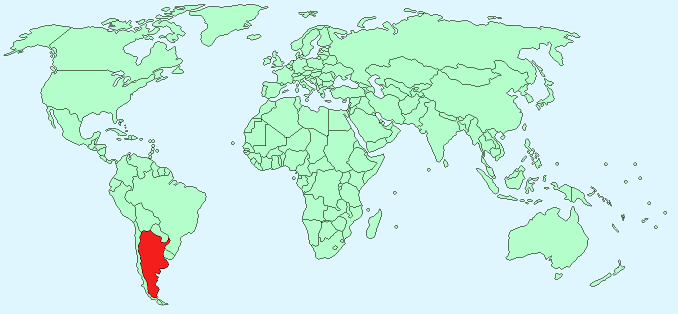 Argentina on a World Map