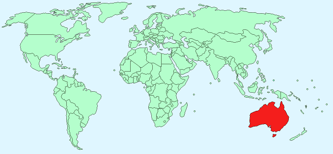 Australia on World Map