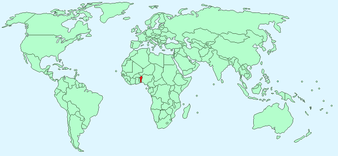 Benin on World Map