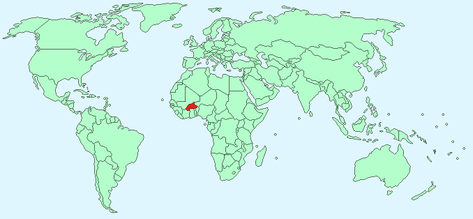 Burkina Faso on World map