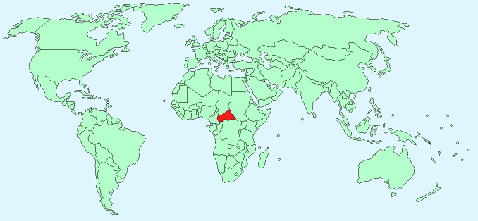 Central African Republic on World Map