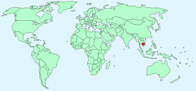 Cambodia on World Map