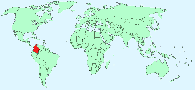 Colombia on World Map