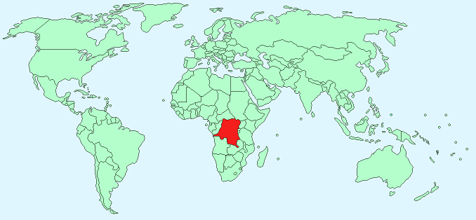 Democratic Republic of the Congo on World Map