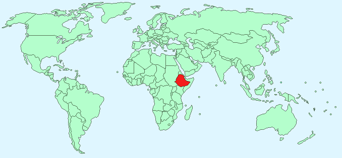 Ethiopia on World Map