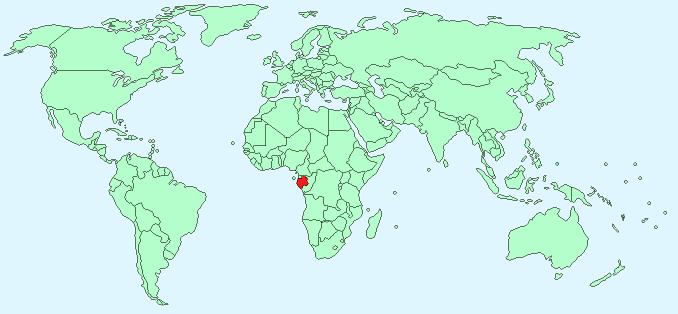 Gabon on a World Map