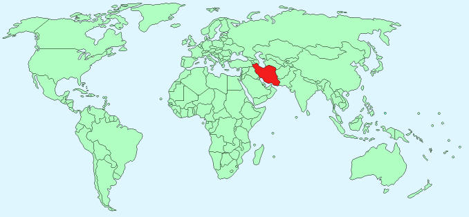 Iran on World Map