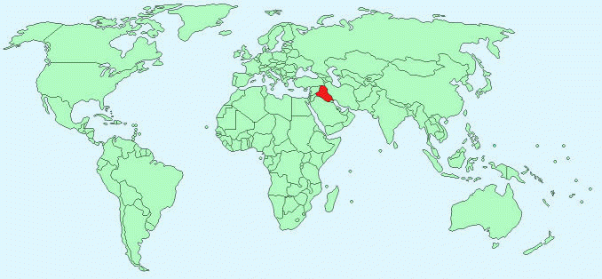 Iraq on world map