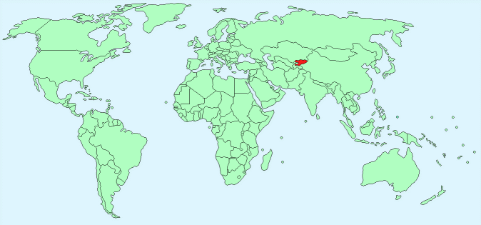 Kyrgyzstan on World Map