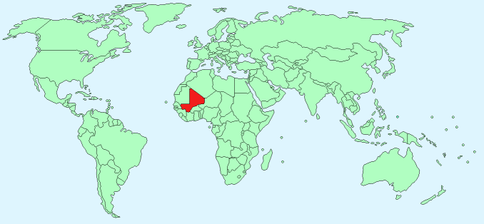 Mali on World Map