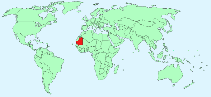 Mauritania on World Map