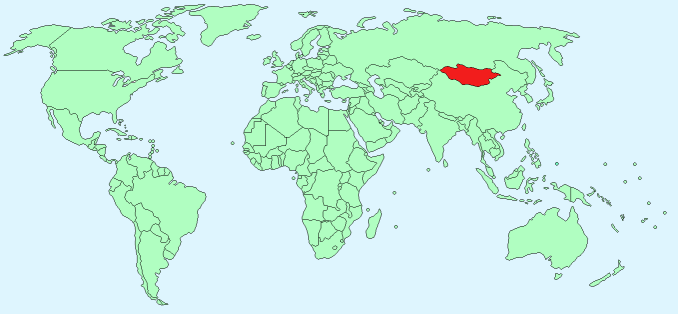 Mongolia on World Map