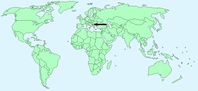 Montenegro shown on World map