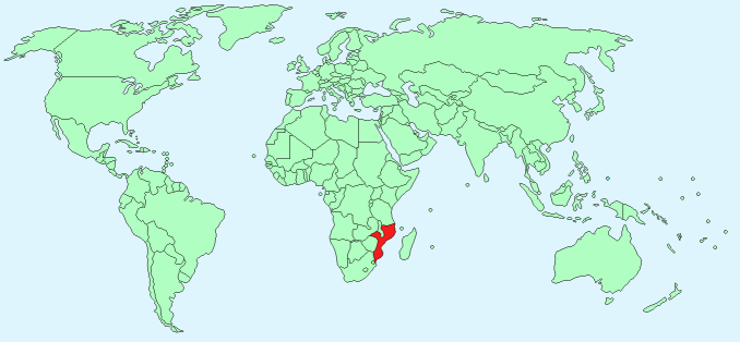 Mozambique on World Map