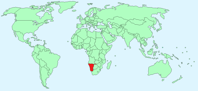 Namibia on World Map