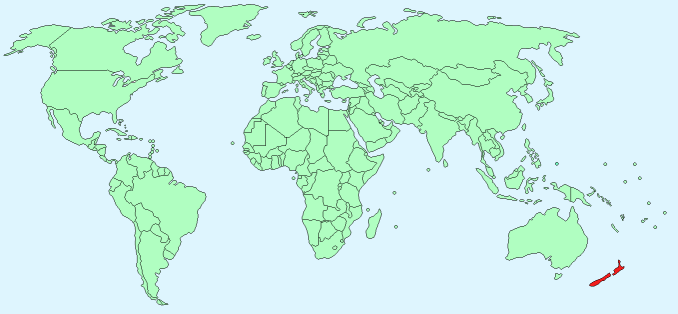 New Zealand on World Map
