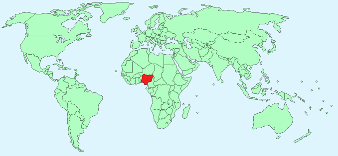 Nigeria on World Map