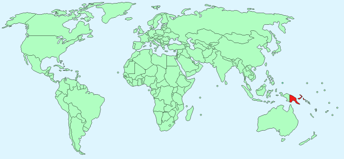 Papua New Guinea on World Map