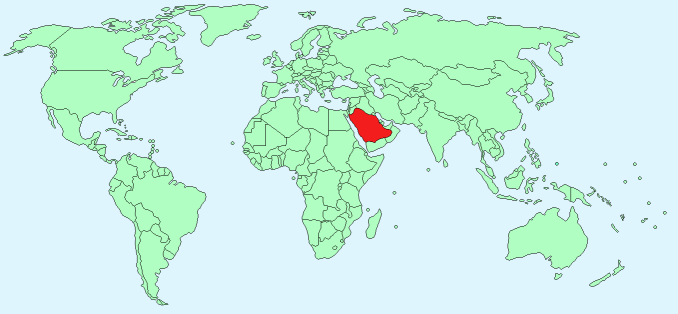 Saudi Arabia on World Map