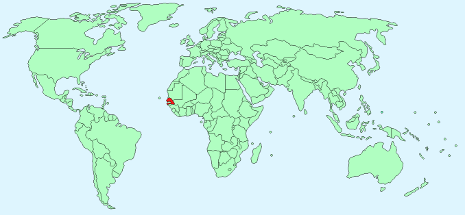 Senegal on world map