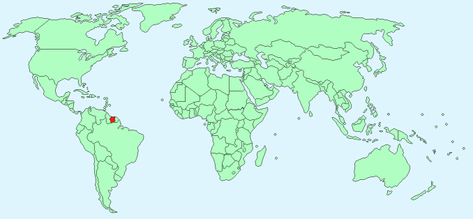 Suriname on World Map