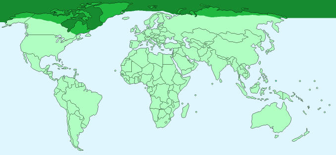 Polar bear distribution on World Map