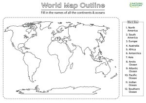 Free Printable World Map Worksheets