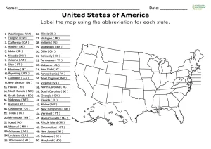 Free Printable Blank Map of the United States Worksheets