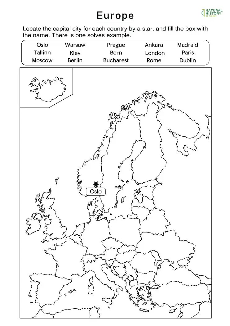 Free Printable Blank Map of Europe Worksheets
